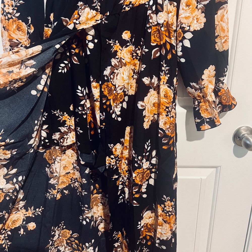 Womens Black Floral Maxi Romper - Picture 2 of 4